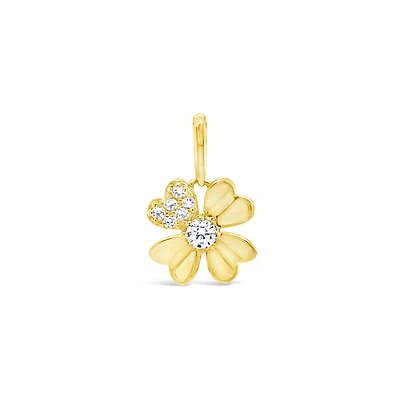 10k Yellow Gold Cubic Zirconia Flower Pendant