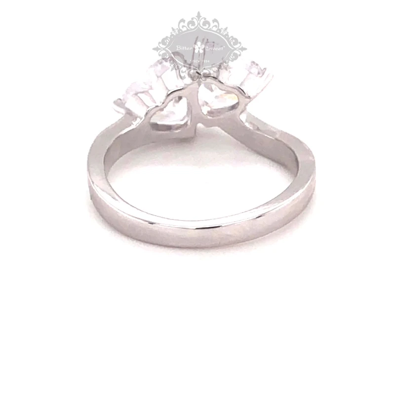 Sterling Silver Cubic Zirconia Double Heart Ring 130245
