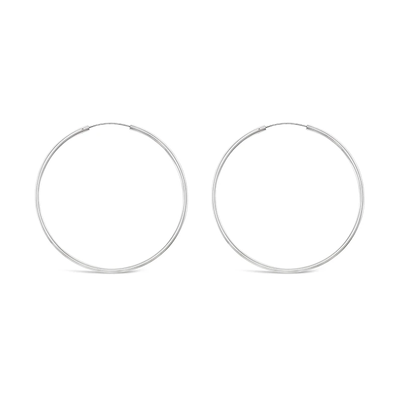 Sterling Silver Plain 50mm Hoops Earrings 129196