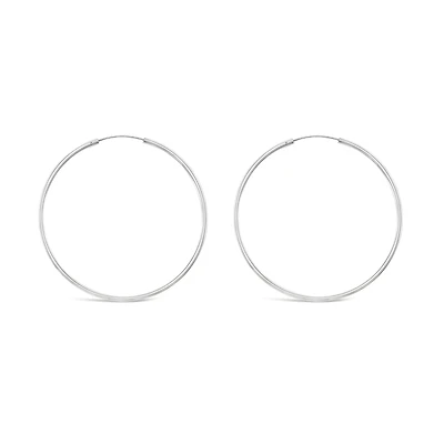 Sterling Silver Plain 50mm Hoops Earrings 129196