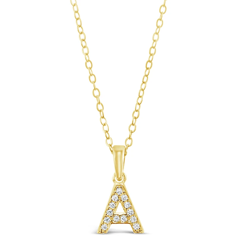 Gold Plated Sterling Silver Cubic Zirconia Initial A Necklace 147934