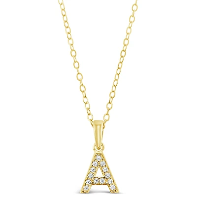 Gold Plated Sterling Silver Cubic Zirconia Initial A Necklace 147934