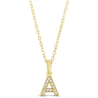 Gold Plated Sterling Silver Cubic Zirconia Initial A Necklace 147934