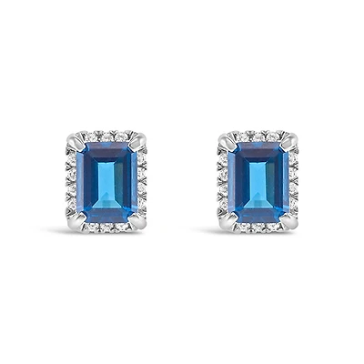 Sterling Silver Blue Cubic Zirconia Earrings 151556