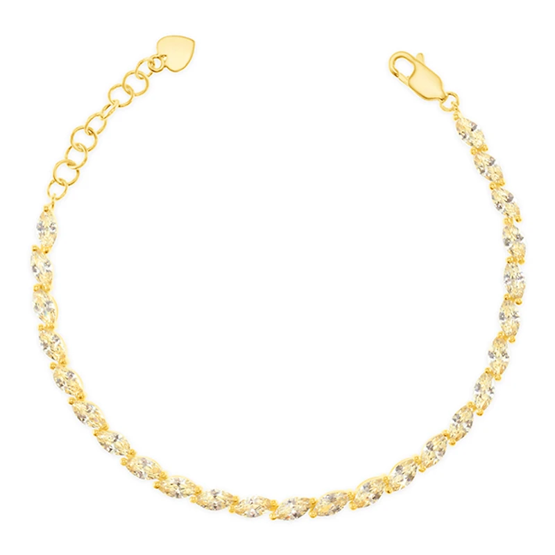 Gold Plated Sterling Silver Yellow Cubic Zirconia Bracelet 153239