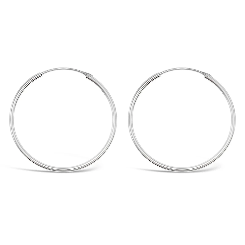 Sterling Silver Plain 25mm Hoops Earrings 141786