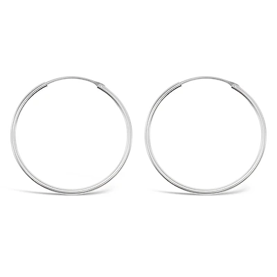 Sterling Silver Plain 25mm Hoops Earrings 141786
