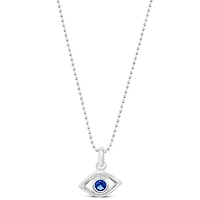 Sterling Silver Cubic Zirconia Evileye Necklace