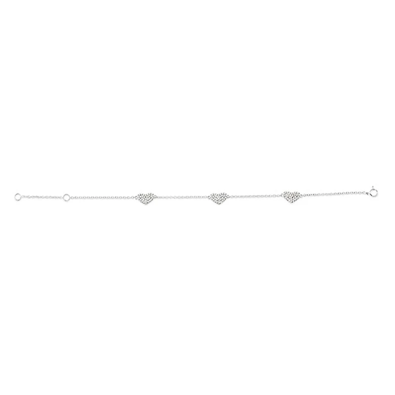 Sterling Silver Cubic Zirconia Heart Bracelet 145005