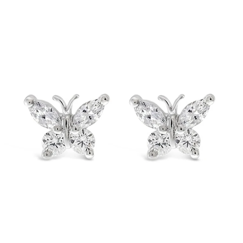 Sterling Silver Cubic Zirconia Butterfly Earrings
