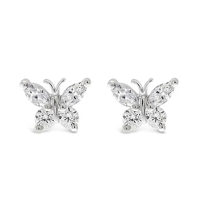 Sterling Silver Cubic Zirconia Butterfly Earrings