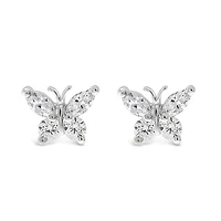 Sterling Silver Cubic Zirconia Butterfly Earrings