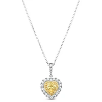 Sterling Silver Yellow Heart Cubic Zirconia Necklace 153481