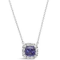 Sterling Silver Sapphire Cubic Zirconia Necklace 147498