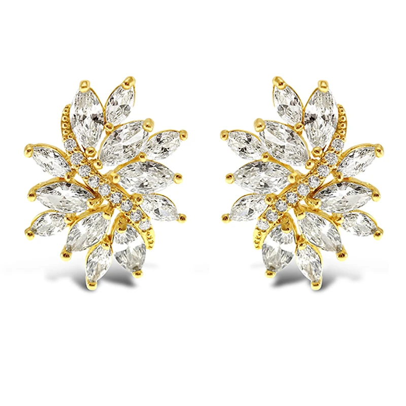 Gold Cubic Zirconia Stud Earrings 142889