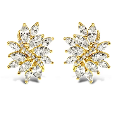 Gold Cubic Zirconia Stud Earrings 142889