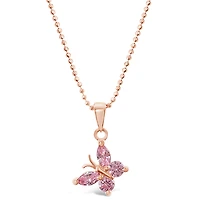 Rosegold Plated Sterling Silver Cubic Zirconia Butterfly Necklace 143354