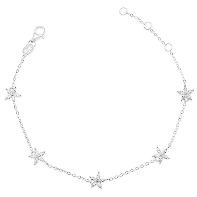 Sterling Silver Flower Cubic Zirconia Bracelet 153062