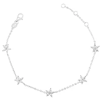 Sterling Silver Flower Cubic Zirconia Bracelet 153062