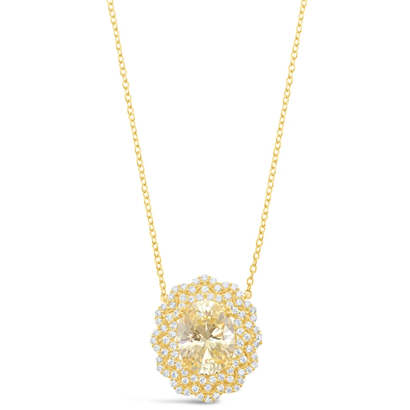 Gold Plated Sterling Silver Yellow Oval Cubic Zirconia Necklace 153385