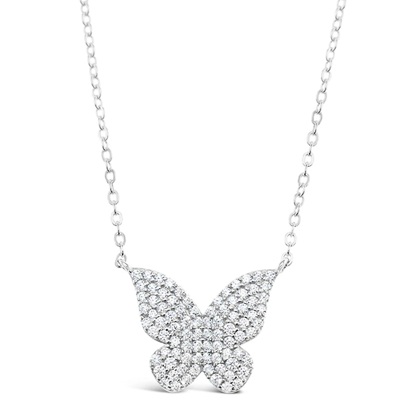 Sterling Silver Butterfly Cubic Zirconia Necklace