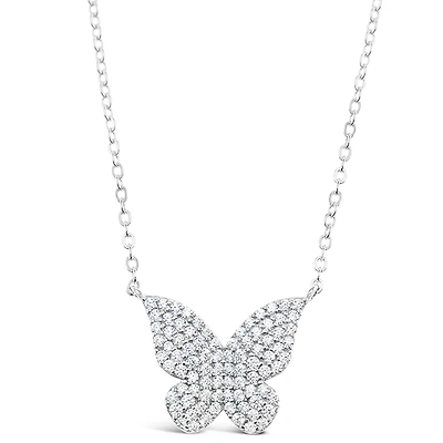 Sterling Silver Butterfly Cubic Zirconia Necklace