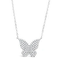 Sterling Silver Butterfly Cubic Zirconia Necklace