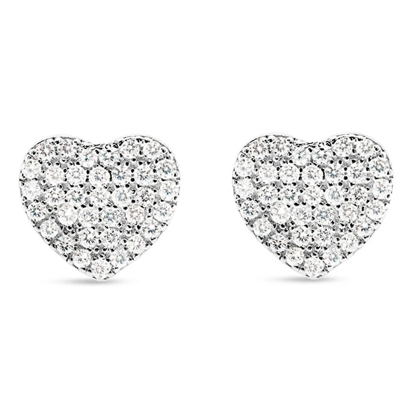 Sterling Silver Cubic Zirconia Heart Earrings 145007