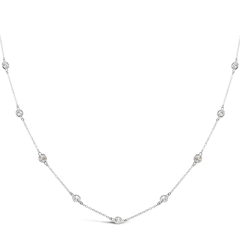 Sterling Silver Cubic Zirconia 4mm Bezel Necklace 143312