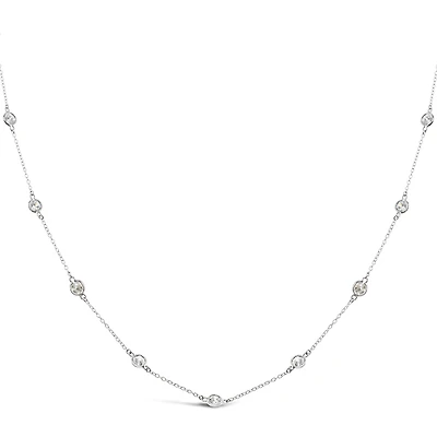 Sterling Silver Cubic Zirconia 4mm Bezel Necklace 143312