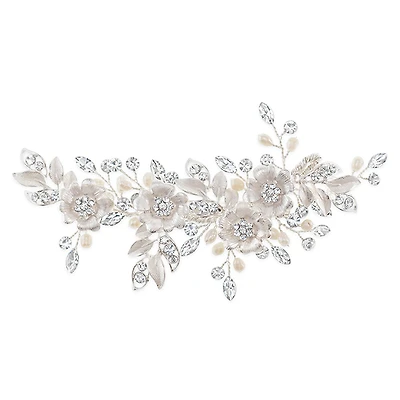 Bridal Silver Flower Pearl Hair Clip 152432
