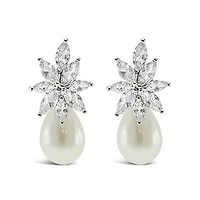Bridal Pearl Cubic Zirconia Drop Earrings 139558