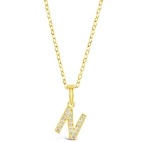 Gold Plated Sterling Silver Cubic Zirconia Initial N Necklace 147945