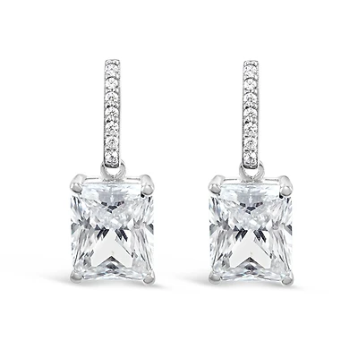 Sterling Silver Radiant Cubic Zirconia Drop Earrings 147700