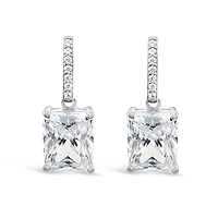 Sterling Silver Radiant Cubic Zirconia Drop Earrings 147700