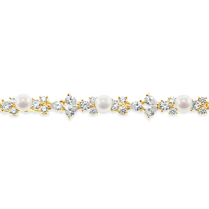 Bridal Gold Pearl Cubic Zirconia Bracelet 145924