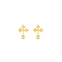 10k Yellow Gold Cubic Zirconia Cross Studs Earrings 153783