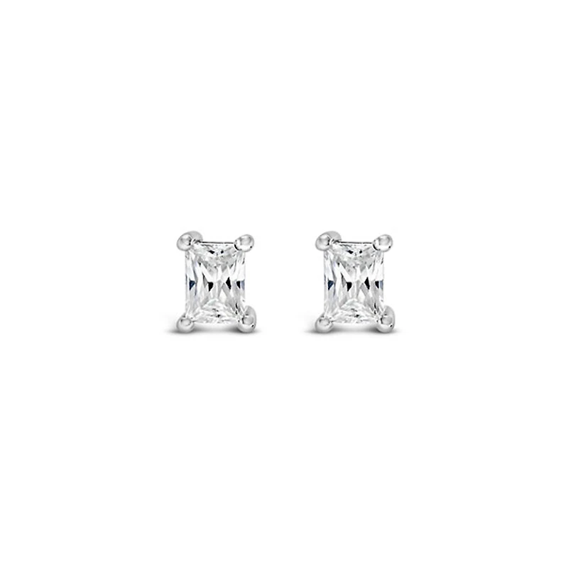 Sterling Silver Cubic Zirconia Baguette Studs 143348