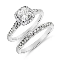 Sterling Silver Cubic Zirconia Square Set Ring 145717