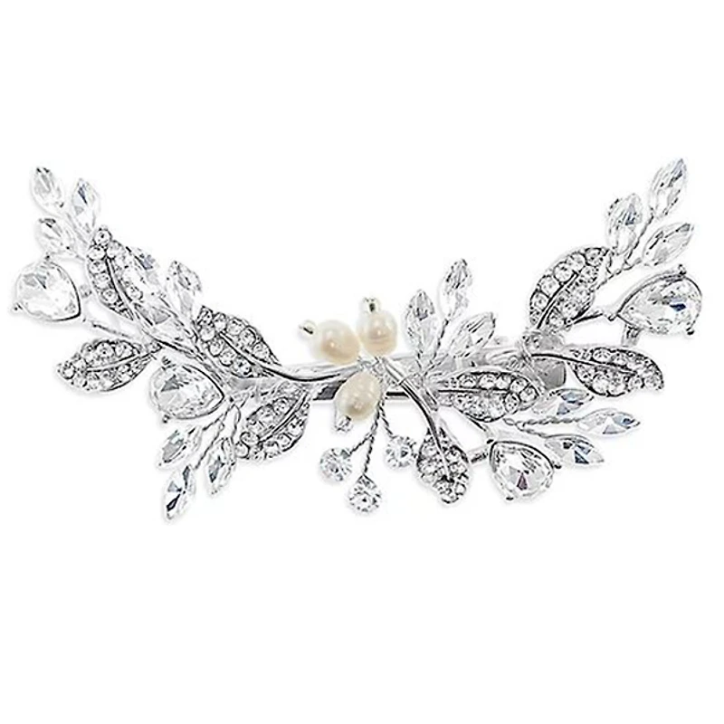 Bridal Silver Hair leaf Pearl Clip 137530