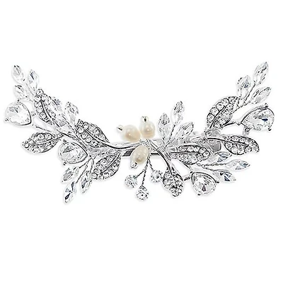 Bridal Silver Hair leaf Pearl Clip 137530