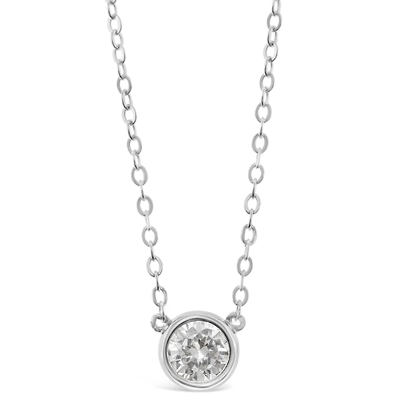 Sterling Silver Cubic Zirconia Bezel Necklace 143398