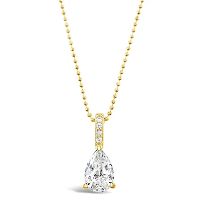 Gold Plated Sterling Silver Teardrop Cubic Zirconia Necklace 147704
