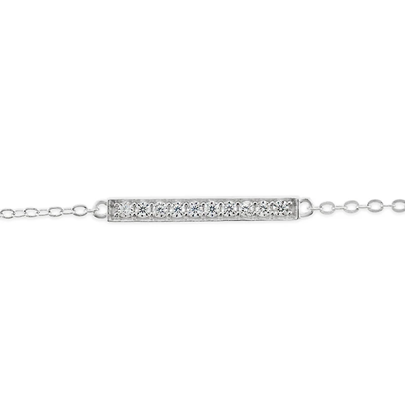 Sterling Silver Cubic Zirconia Pave Anklet 143324