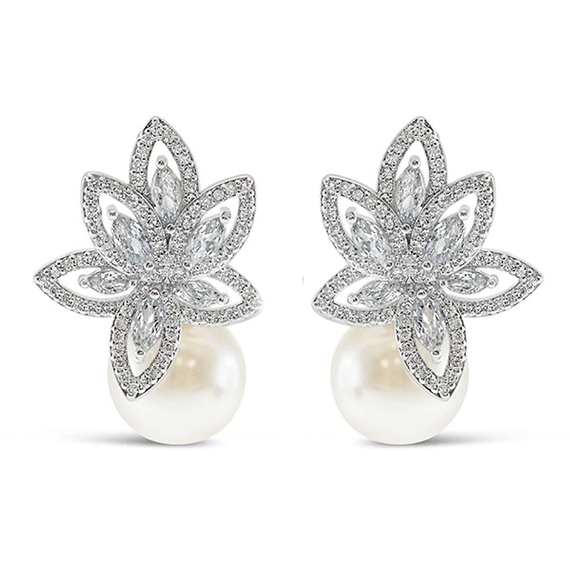 Bridal Pearl Cubic Zirconia Earrings 145905