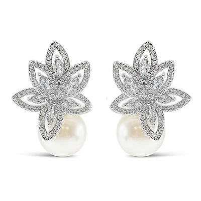 Bridal Pearl Cubic Zirconia Earrings 145905