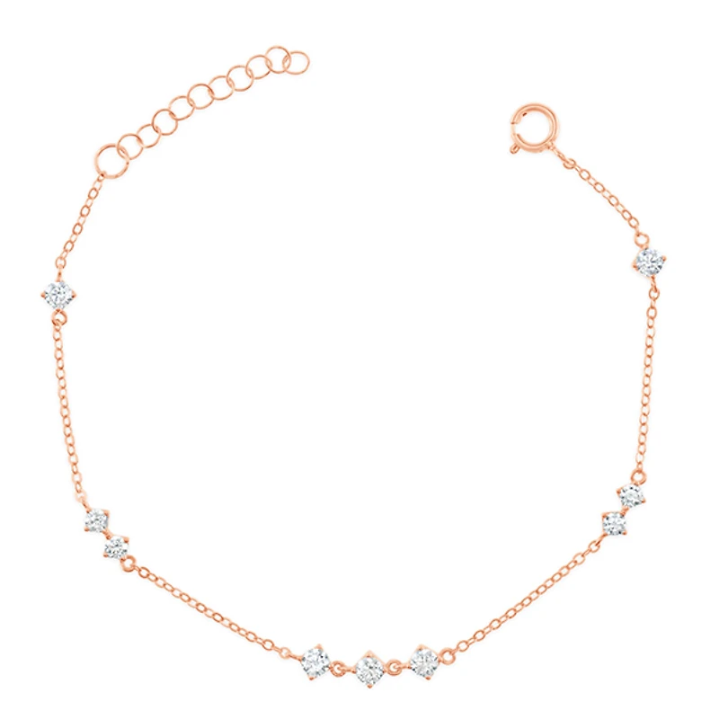 Rosegold Plated Sterling Silver Cubic Zirconia Bracelet 153229