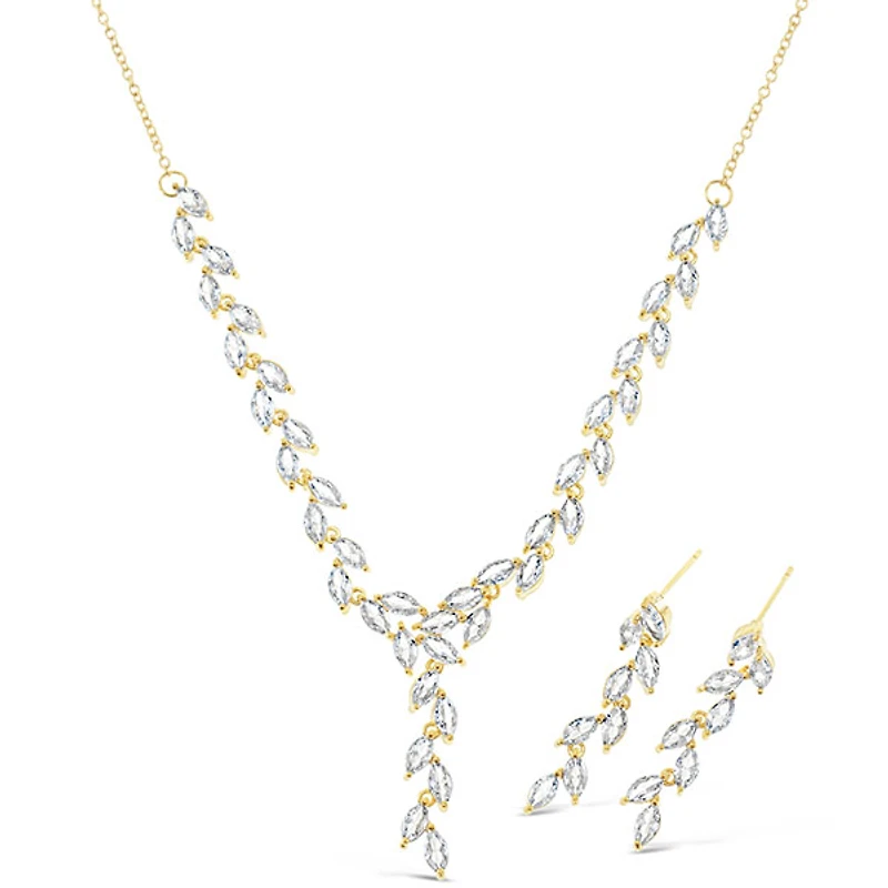 Bridal Gold Cubic Zirconia Necklace & Earrings Set