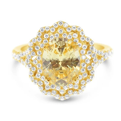 Gold Plated Sterling Silver Yellow Oval Cubic Zirconia Ring 153391
