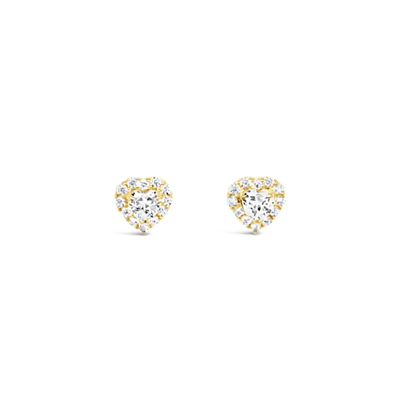10k Yellow Gold Cubic Zirconia Heart Studs Earrings 153715